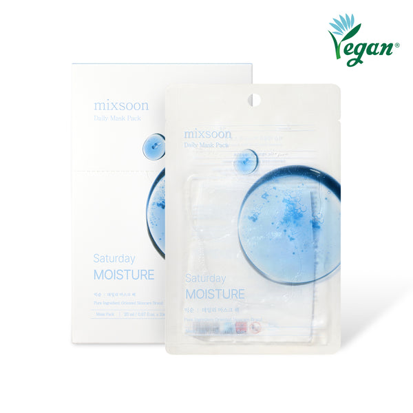 mixsoon Daily Mask Pack 20ml X 10 sheets 1SET- 7-Mask Routine Pore Minimizer, Tone-Up, Glass Skin, Calming, Tightening, Brightening, Moisture, and Total Care Masks Korean Skincare