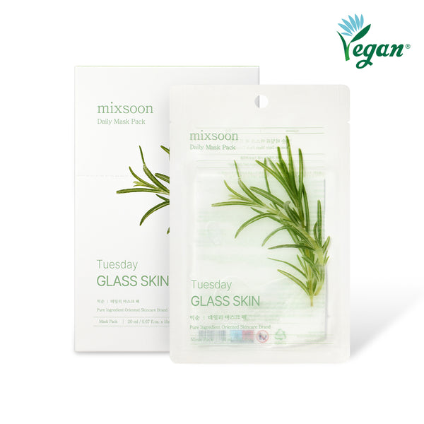 mixsoon Daily Mask Pack 20ml X 10 sheets 1SET- 7-Mask Routine Pore Minimizer, Tone-Up, Glass Skin, Calming, Tightening, Brightening, Moisture, and Total Care Masks Korean Skincare