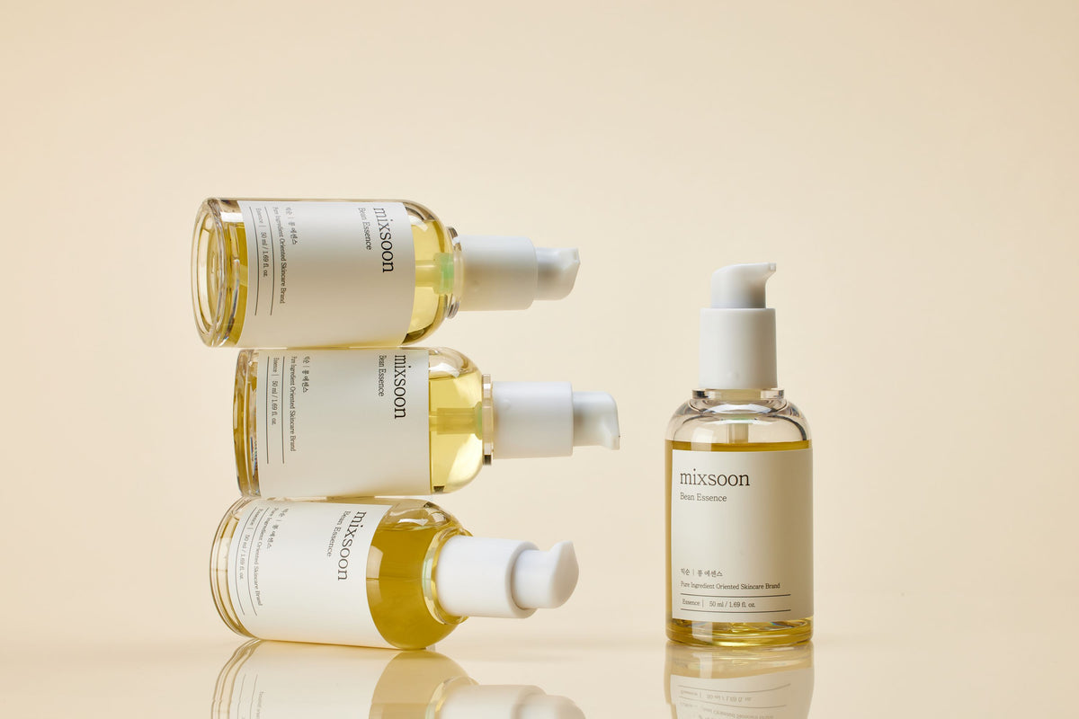 Close-up of hydrated smooth-looking skin after applying bean essence