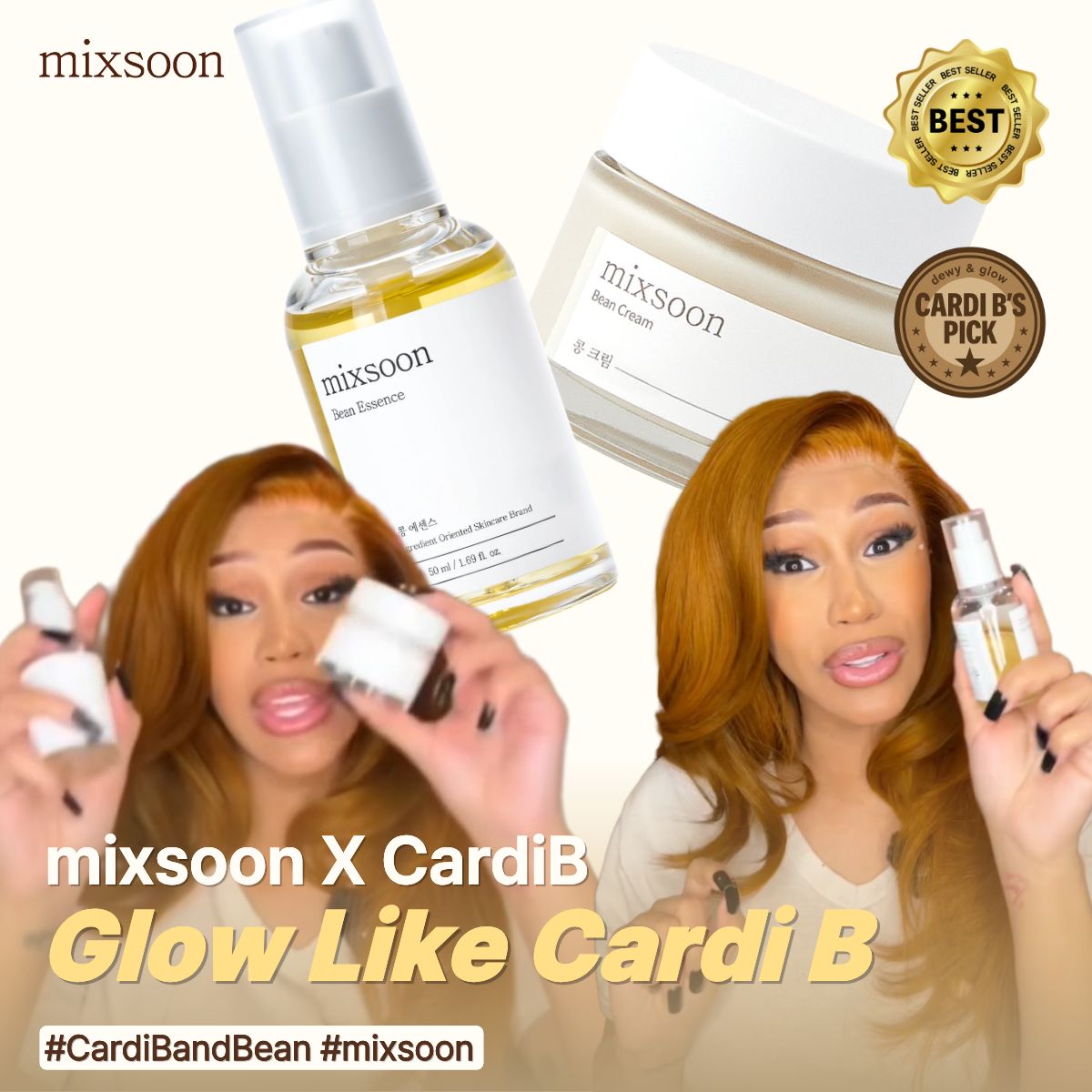 mixsoon Bean Glass Skin Duo Bean Essence 50ml + Bean Cream 50ml 3.38 F