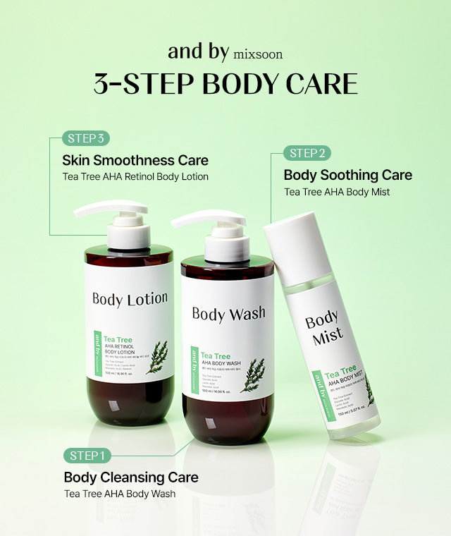 and by mixsoon Tea Tree AHA Retinol Body Lotion